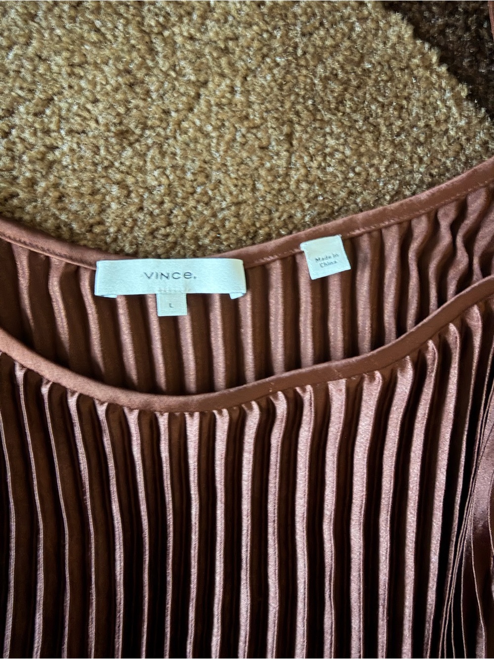 VINCE PLEATED CAMI DRESS SYCAMORE - Picture 5 of 6